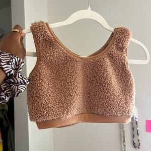 Cozy Tan Sherpa Crop Top